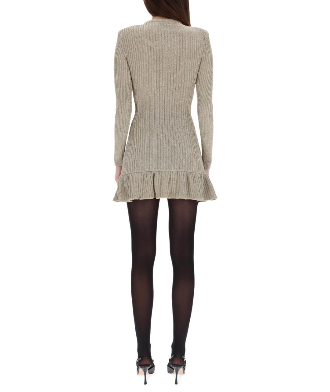 SELF-PORTRAIT Золотое вискозное повседневное платье, фото 3