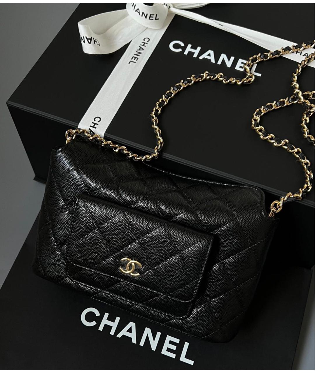 CHANEL Черная кожаная сумка через плечо, фото 2