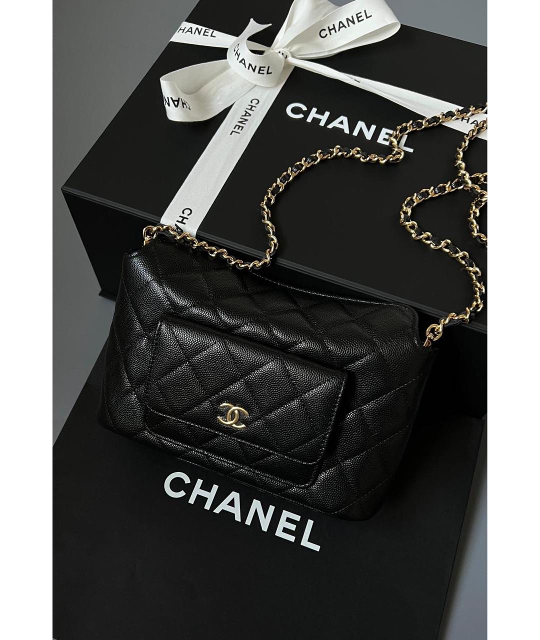 CHANEL Черная кожаная сумка через плечо, фото 3