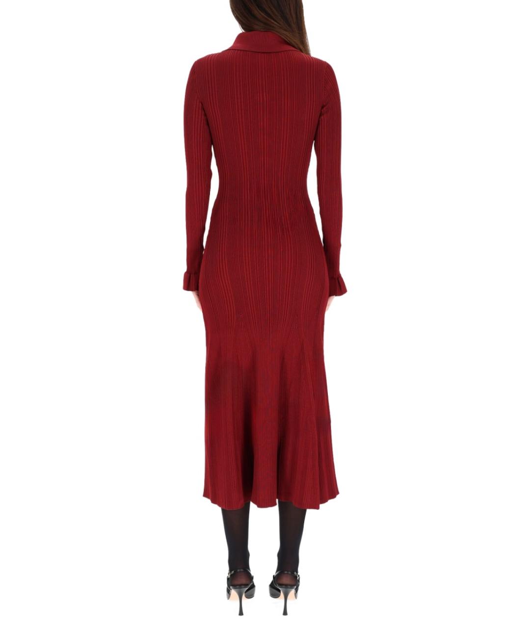 SELF-PORTRAIT Бордовое вискозное повседневное платье, фото 3