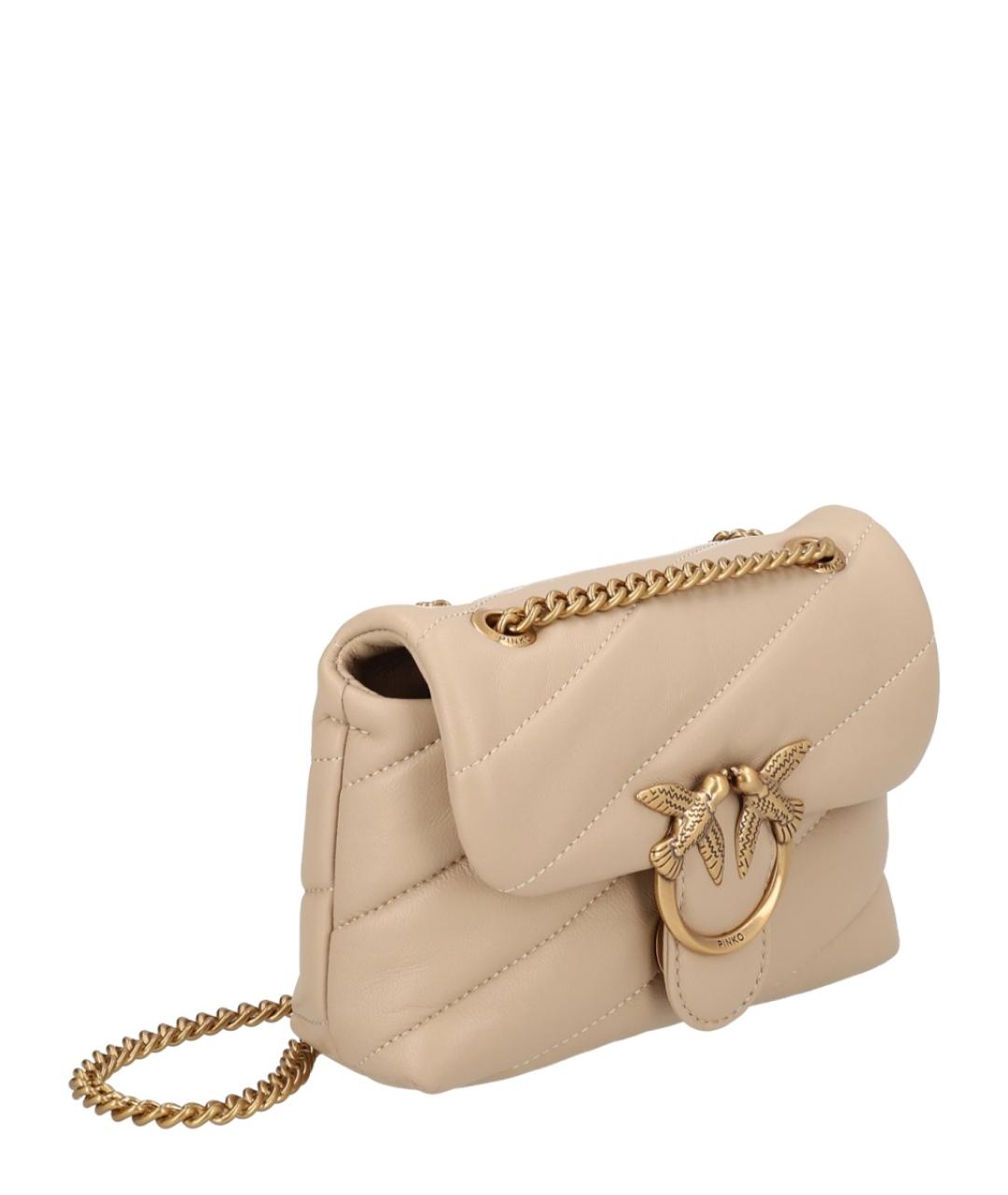 PINKO Бежевая кожаная сумка через плечо, фото 3