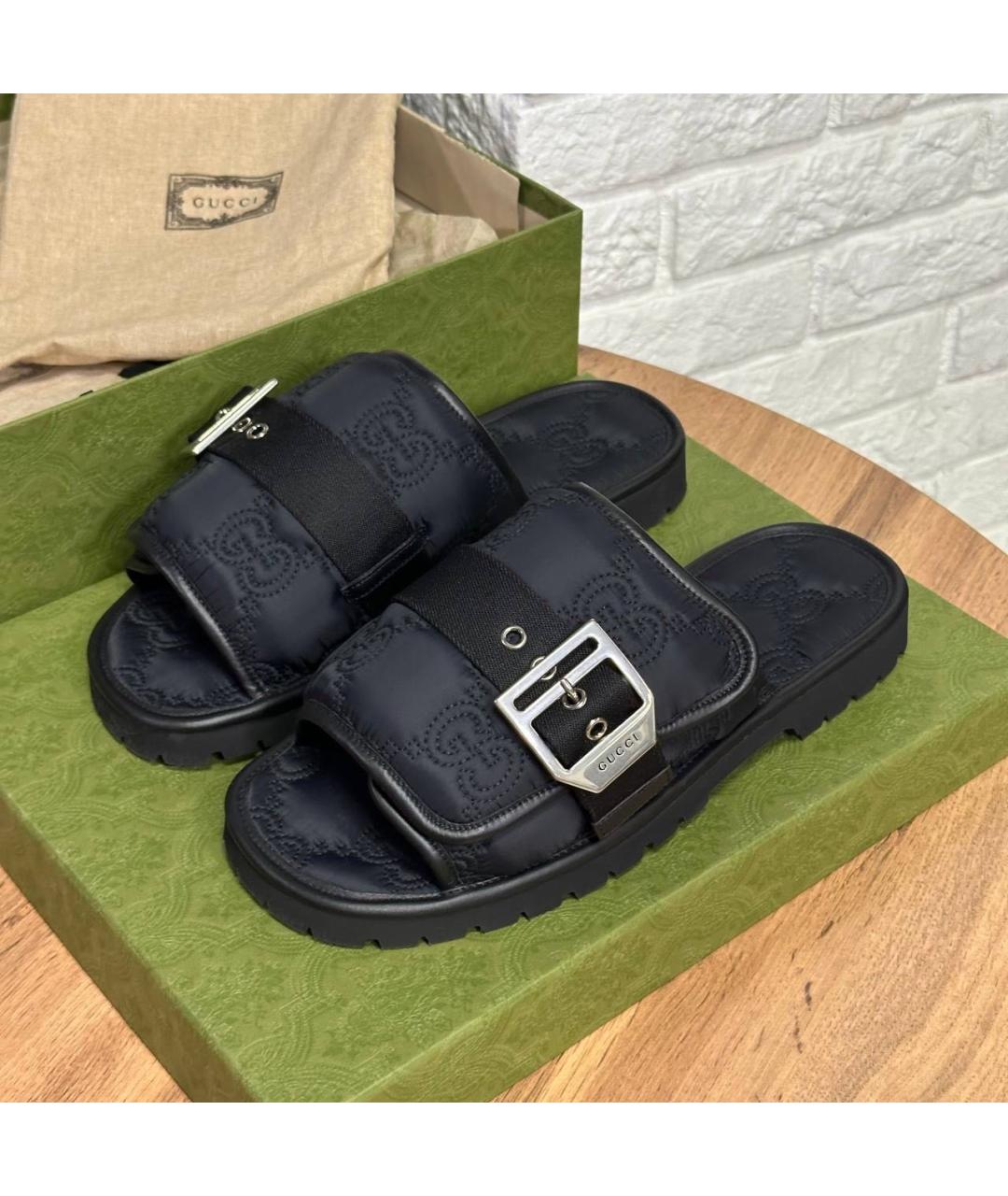 GUCCI Черные шлепанцы, фото 2