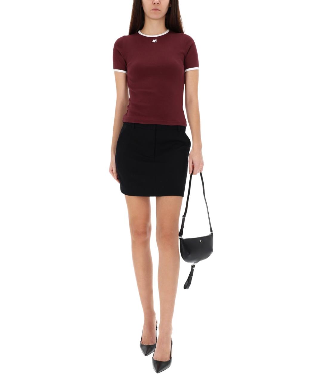 COURREGES Бордовая хлопковая футболка, фото 2