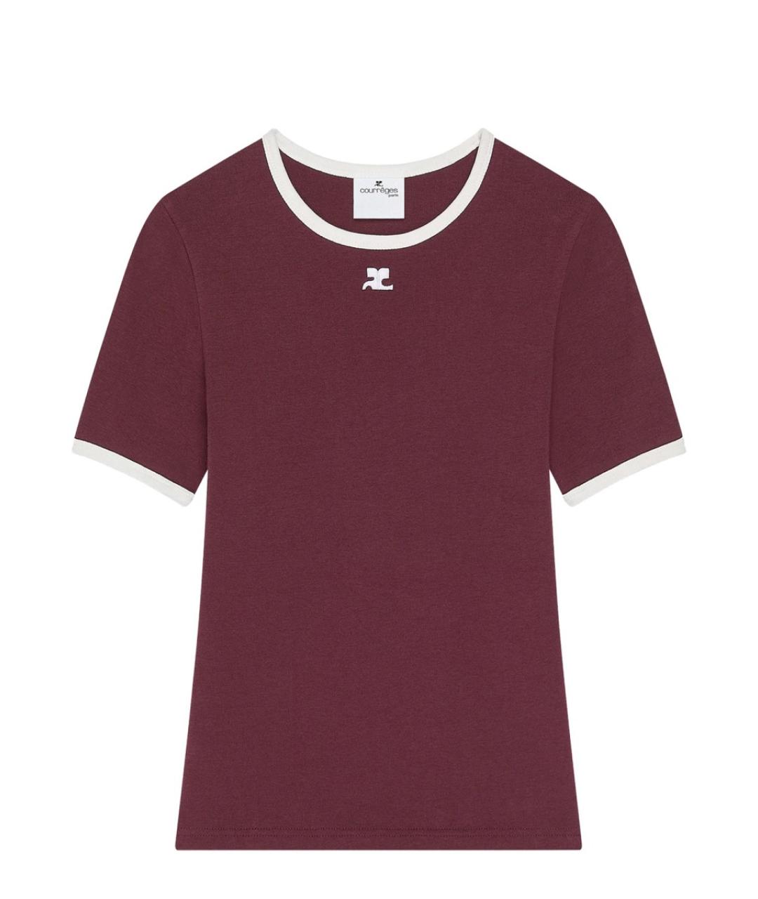 COURREGES Бордовая хлопковая футболка, фото 1