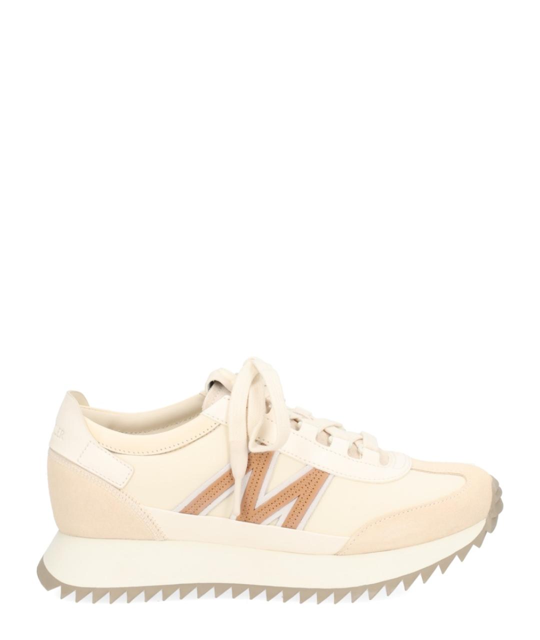 MONCLER Белые кожаные кроссовки, фото 1