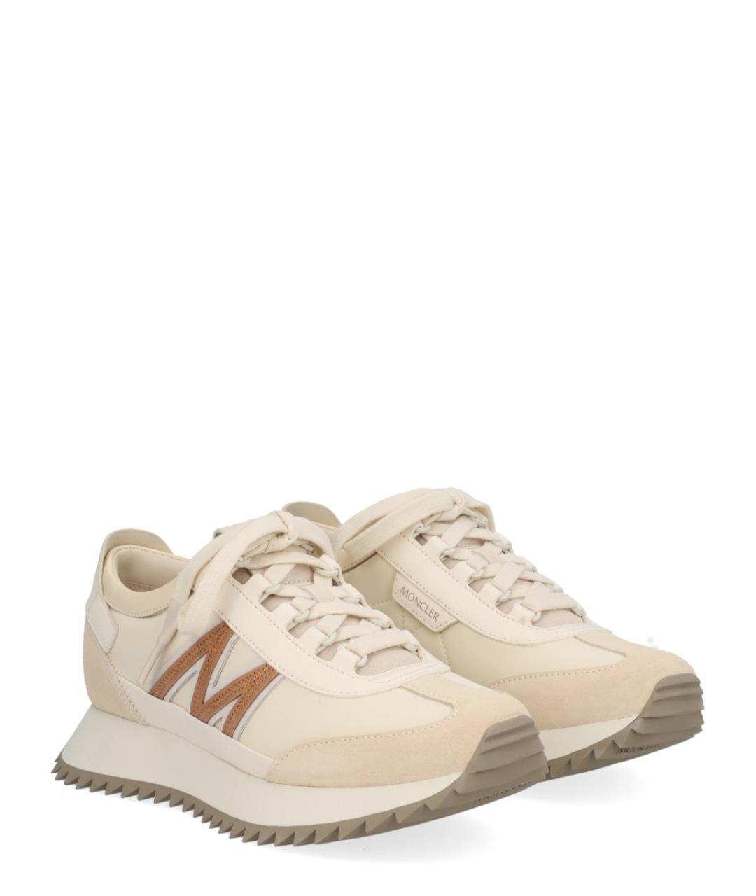 MONCLER Белые кожаные кроссовки, фото 2