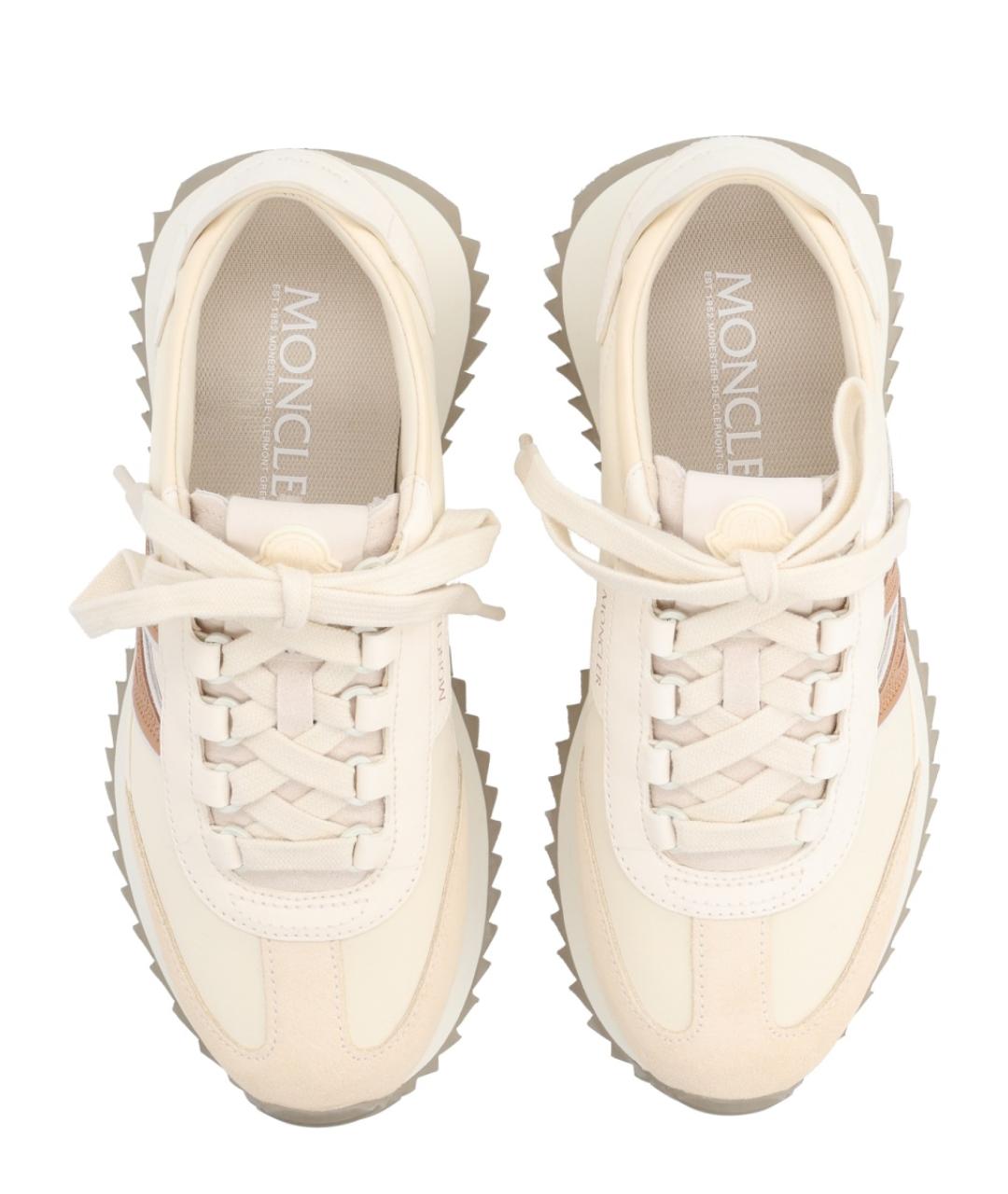 MONCLER Белые кожаные кроссовки, фото 4