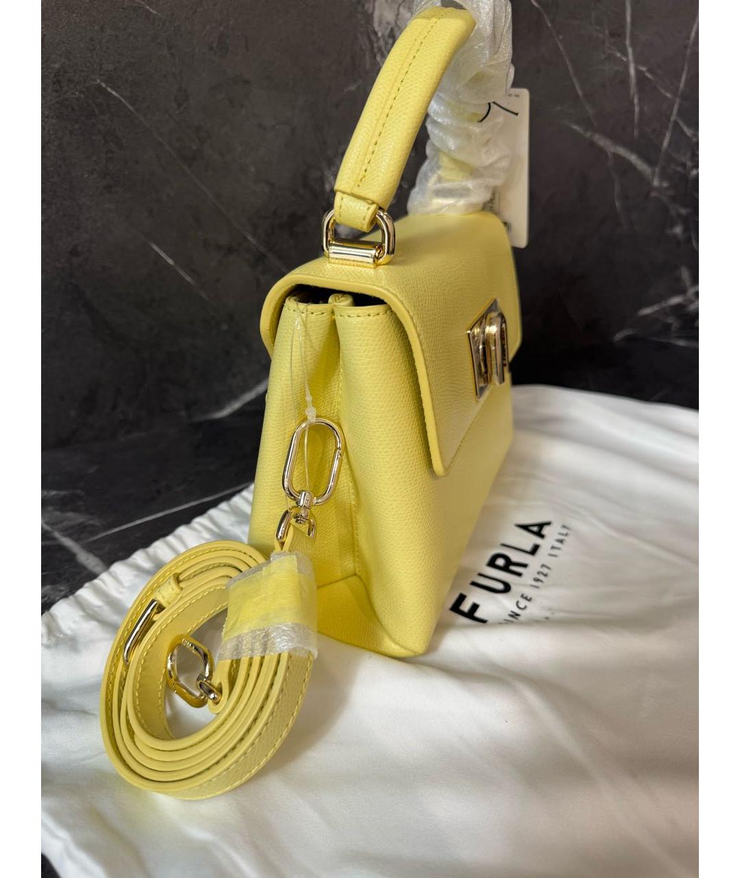 FURLA Желтая кожаная сумка через плечо, фото 2