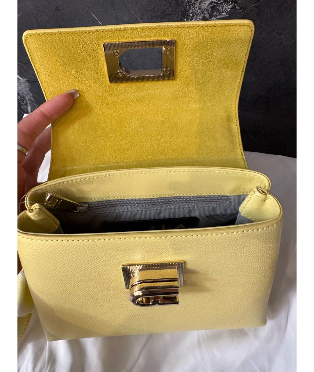 FURLA Желтая кожаная сумка через плечо, фото 6