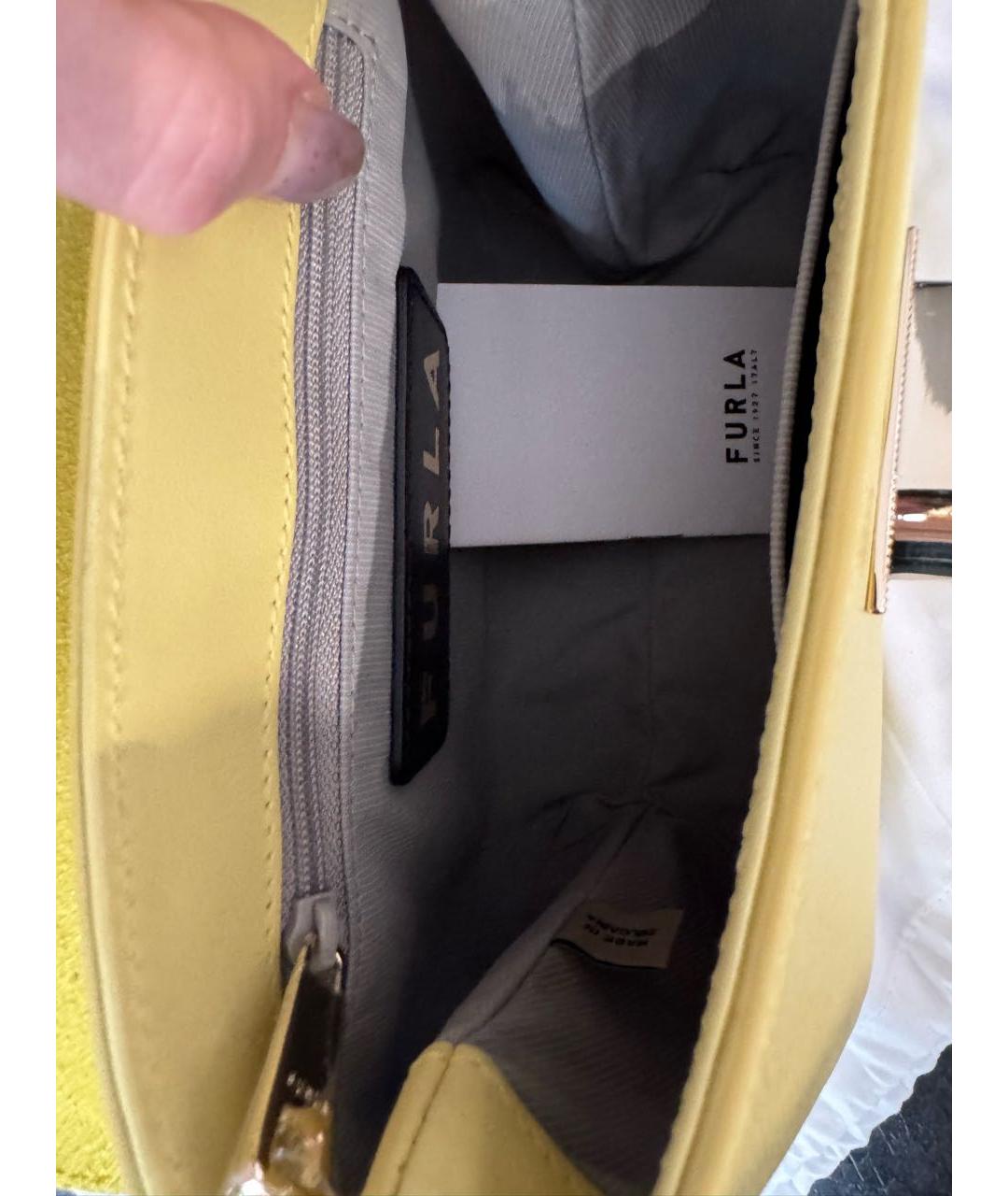 FURLA Желтая кожаная сумка через плечо, фото 4