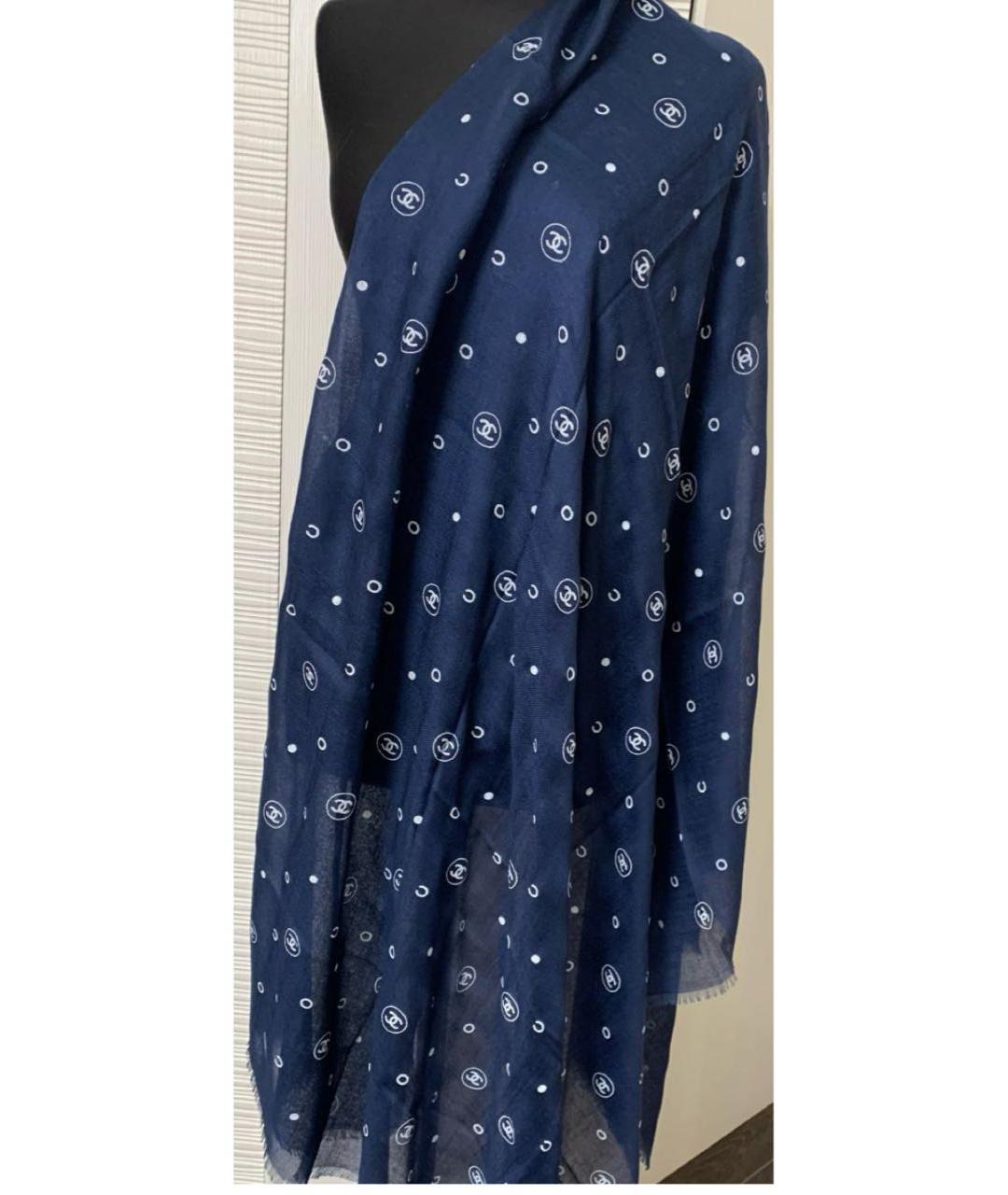 CHANEL Темно-синий кашемировый шарф, фото 2