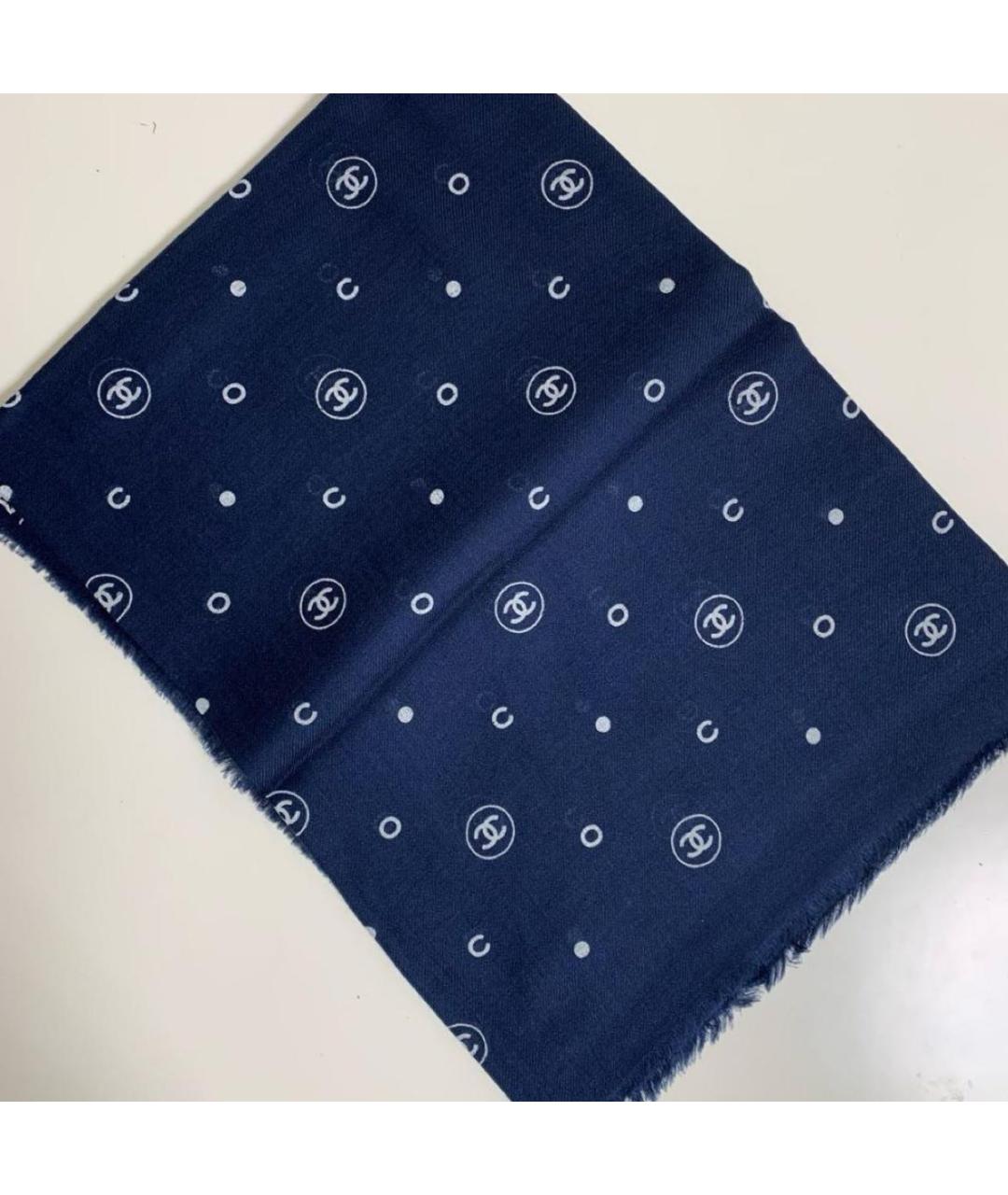 CHANEL Темно-синий кашемировый шарф, фото 6