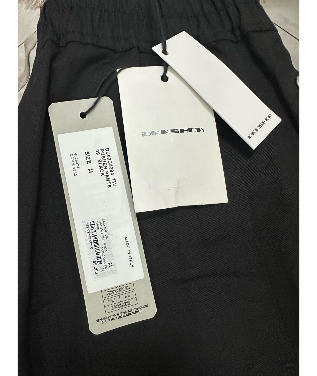 RICK OWENS Черные хлопковые повседневные брюки, фото 3