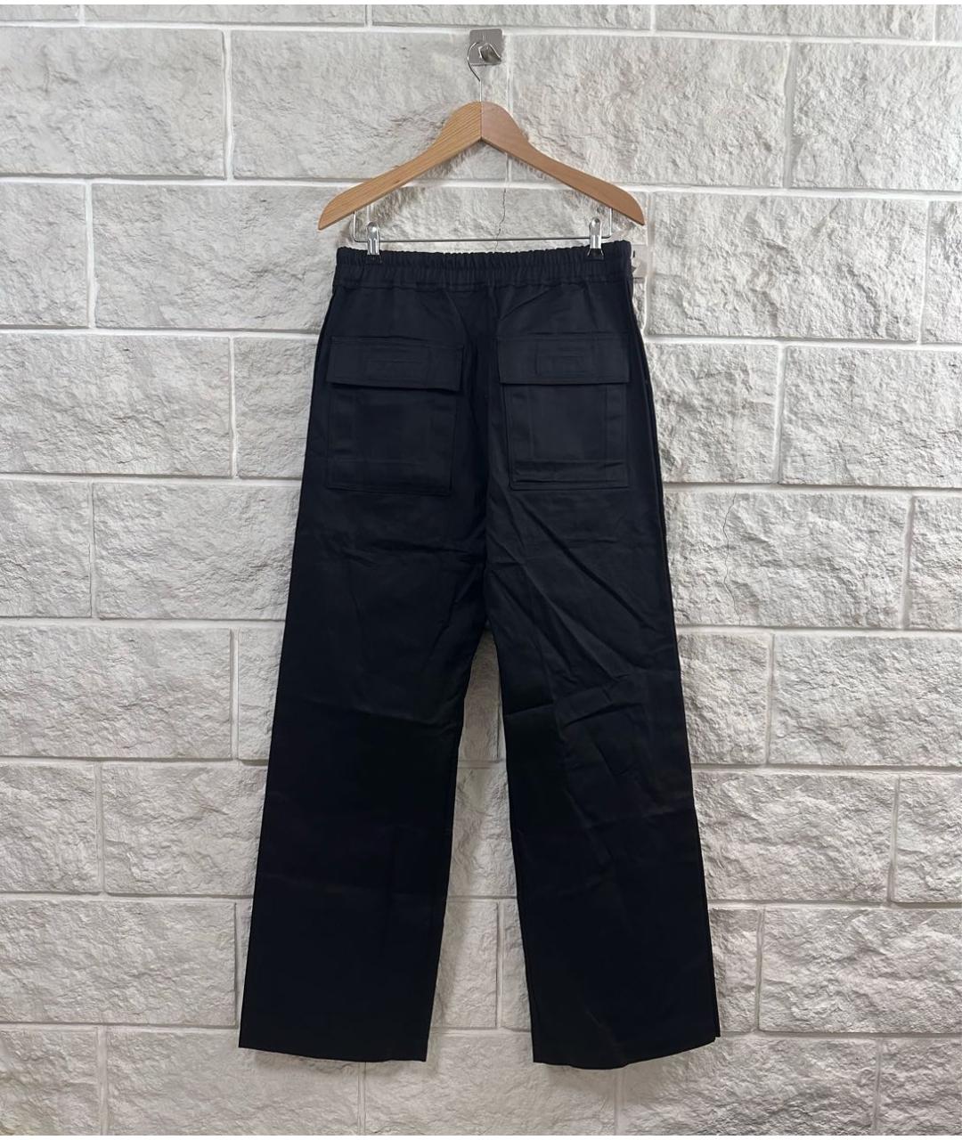 RICK OWENS Черные хлопковые повседневные брюки, фото 2