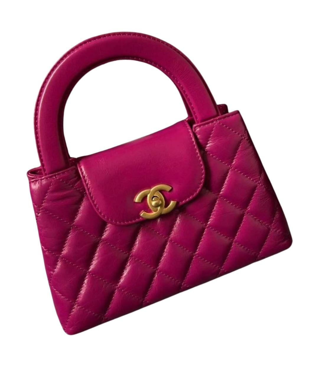 CHANEL Фуксия кожаная сумка с короткими ручками, фото 1