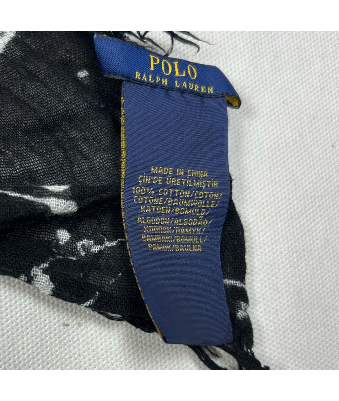 POLO RALPH LAUREN Черный хлопковый шарф, фото 5