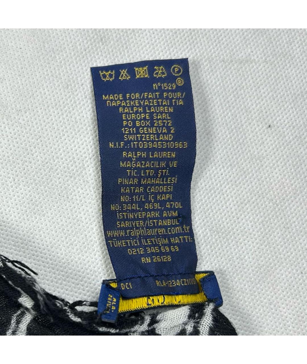 POLO RALPH LAUREN Черный хлопковый шарф, фото 6