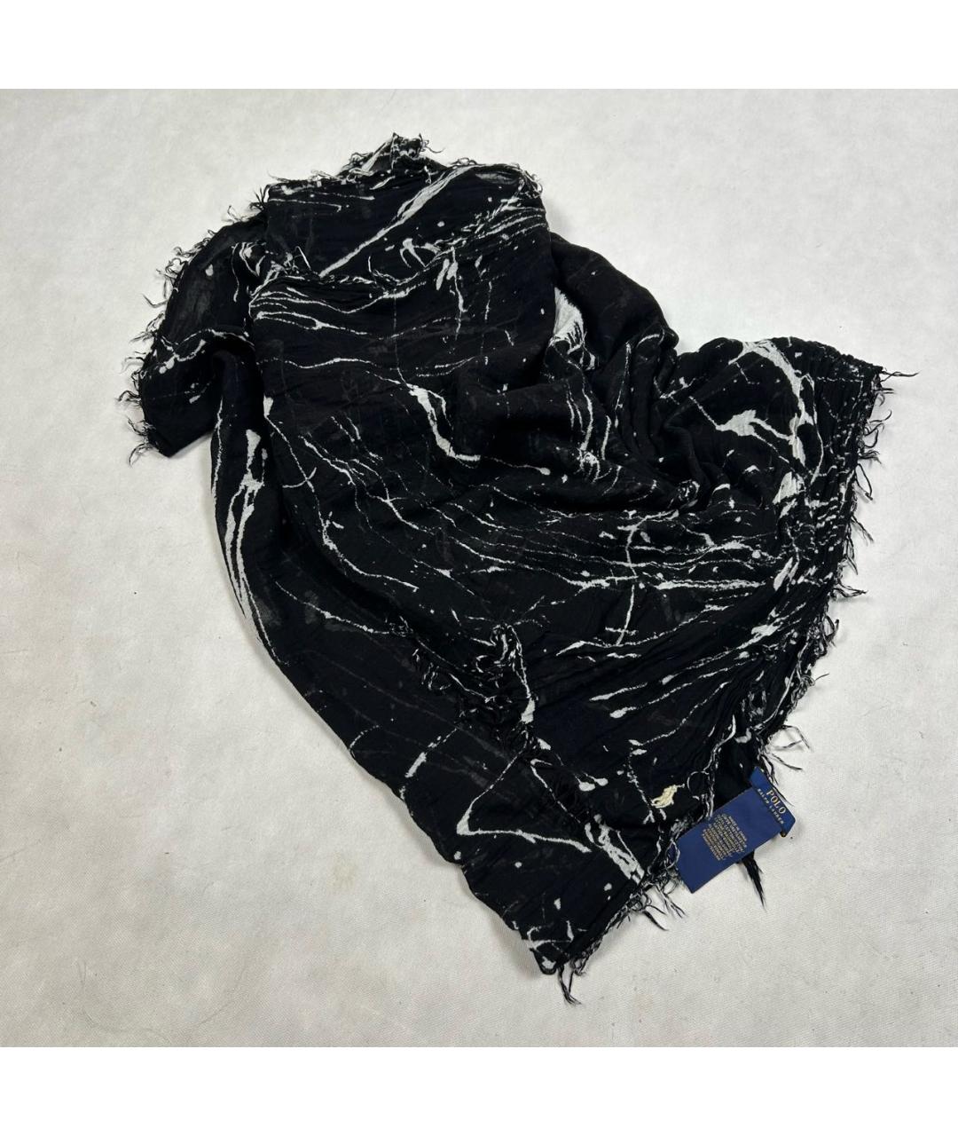 POLO RALPH LAUREN Черный хлопковый шарф, фото 2