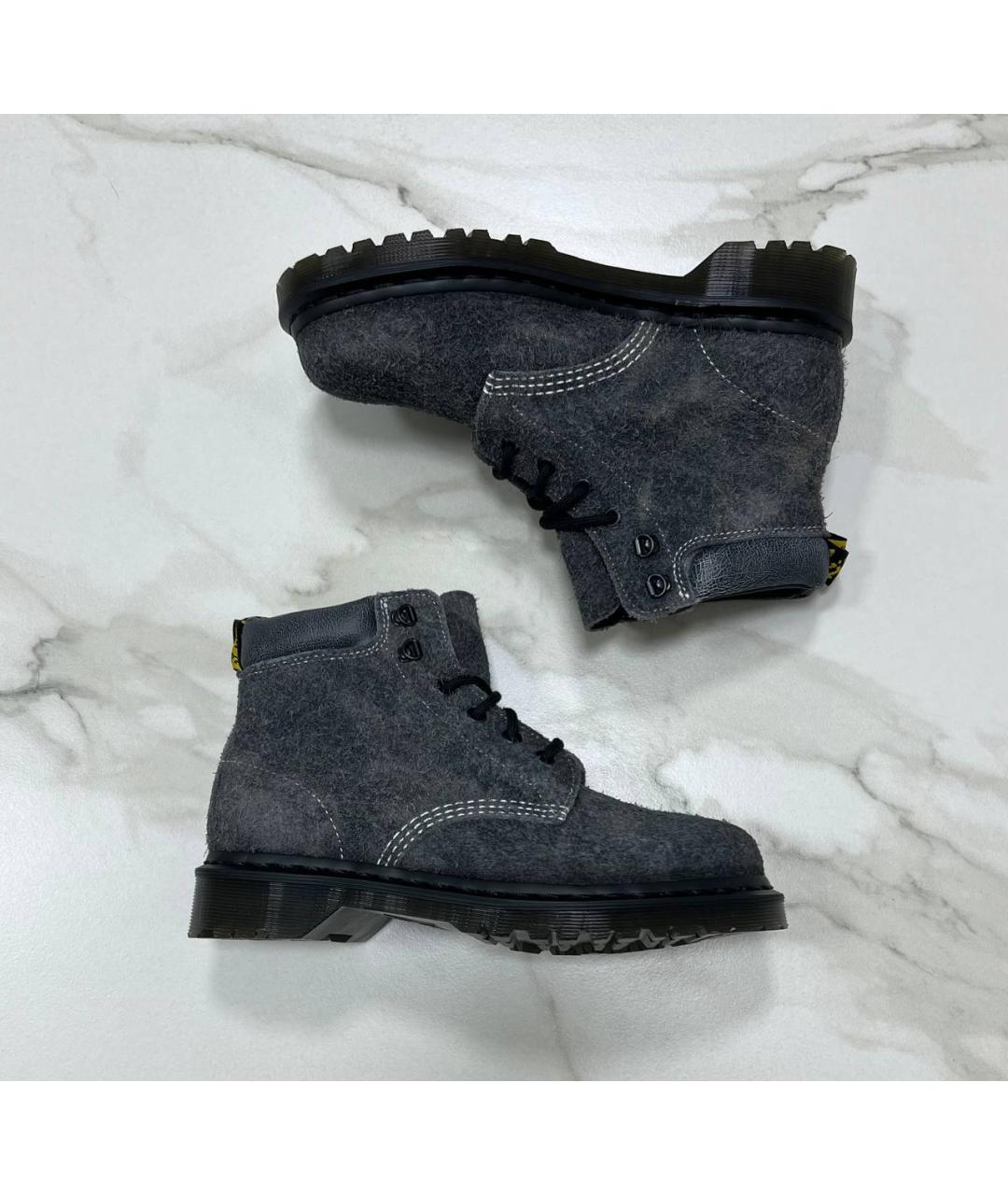 DR. MARTENS Серые кожаные высокие ботинки, фото 3