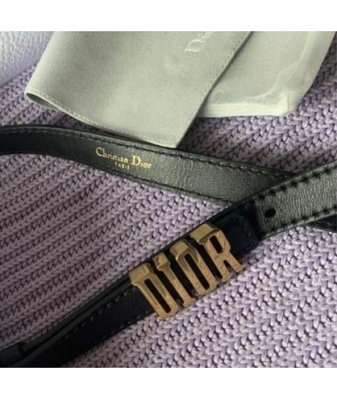 CHRISTIAN DIOR Черный кожаный ремень, фото 4