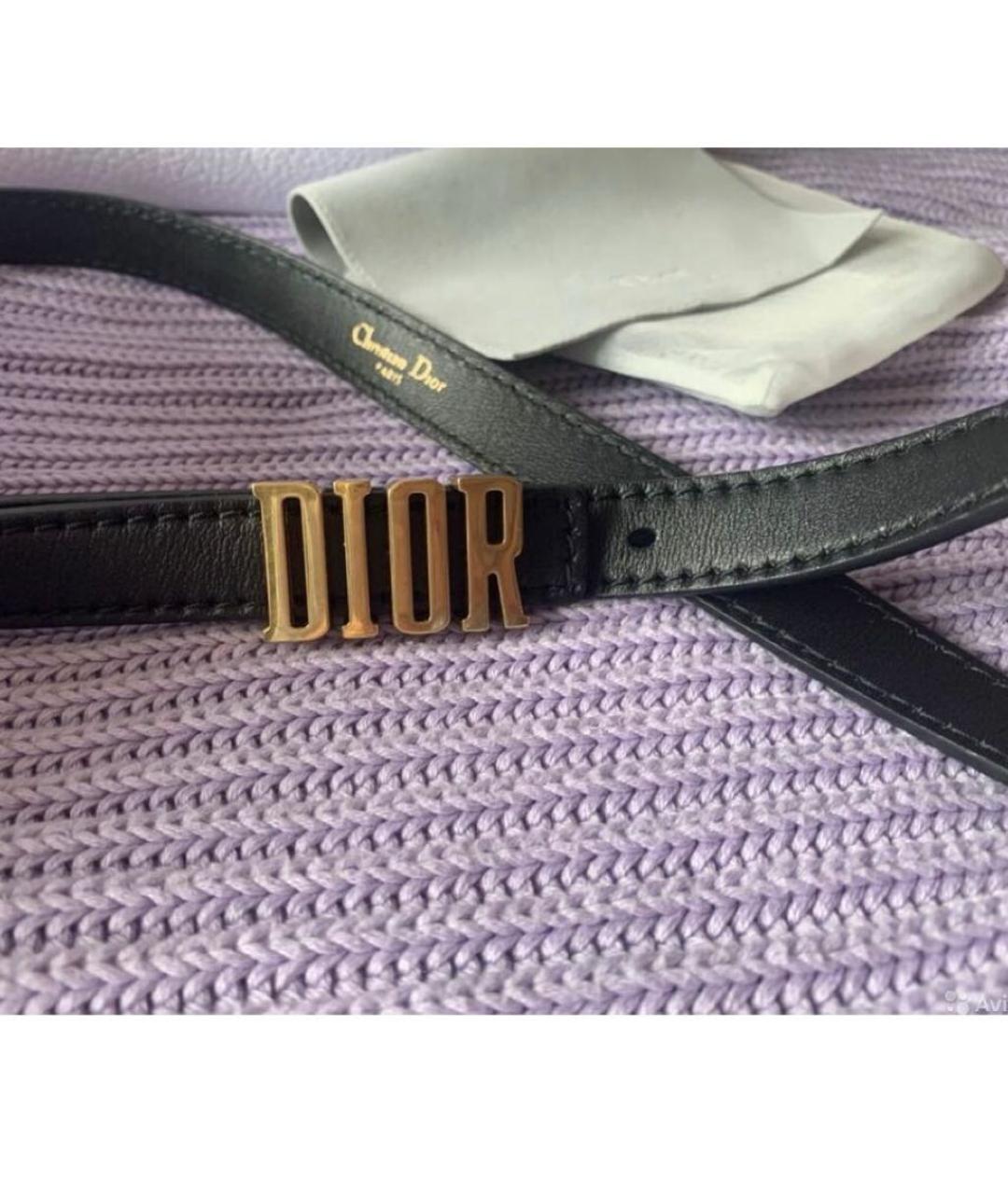 CHRISTIAN DIOR Черный кожаный ремень, фото 5