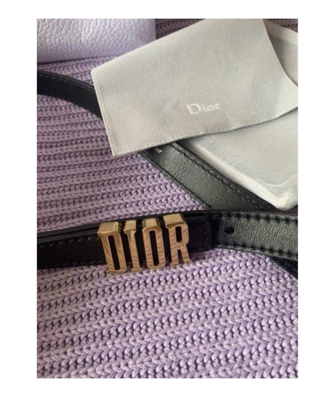 CHRISTIAN DIOR Черный кожаный ремень, фото 2