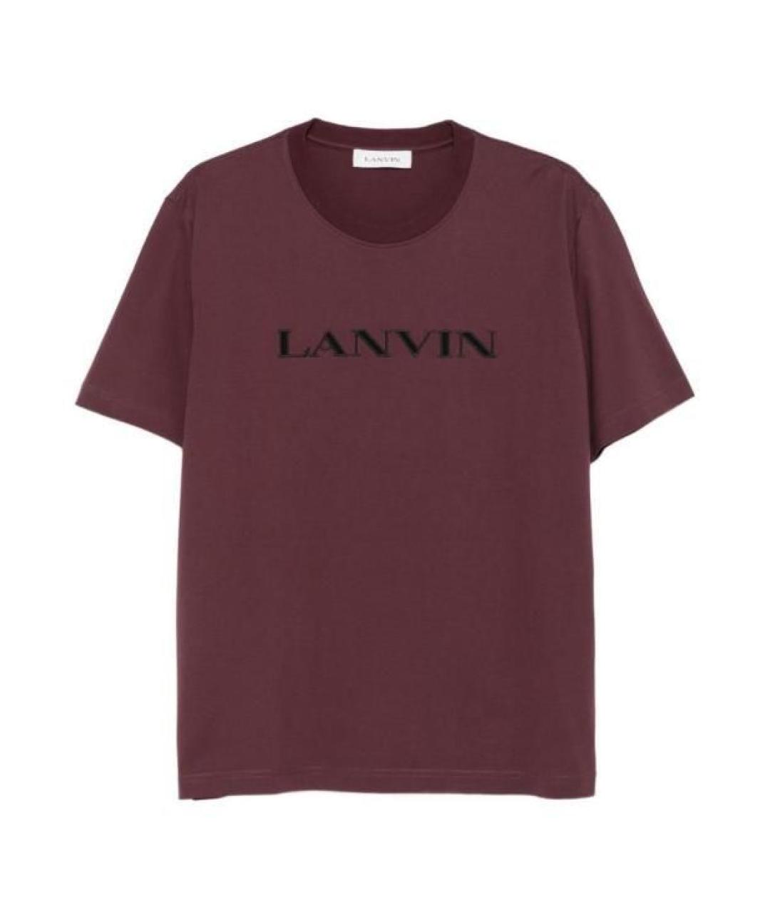 LANVIN Бордовая хлопковая футболка, фото 1