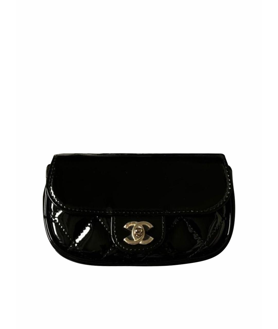 CHANEL Черная сумка через плечо из лакированной кожи, фото 1