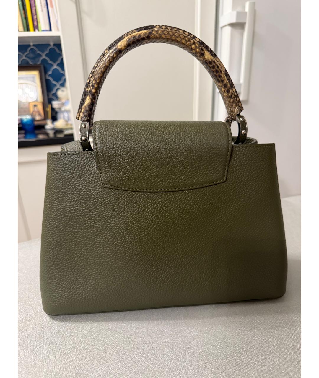 LOUIS VUITTON Хаки кожаная сумка с короткими ручками, фото 2