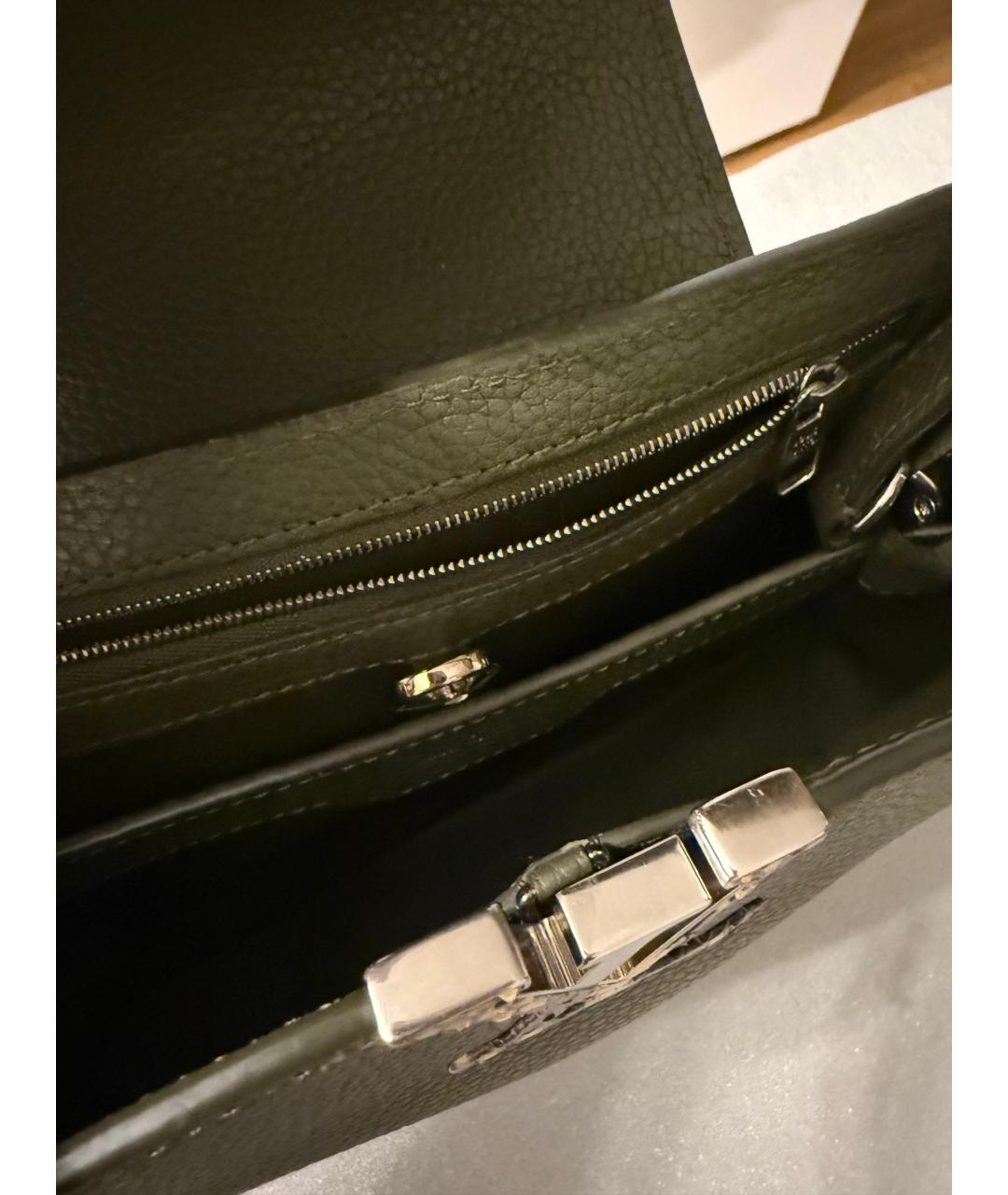 LOUIS VUITTON Хаки кожаная сумка с короткими ручками, фото 3