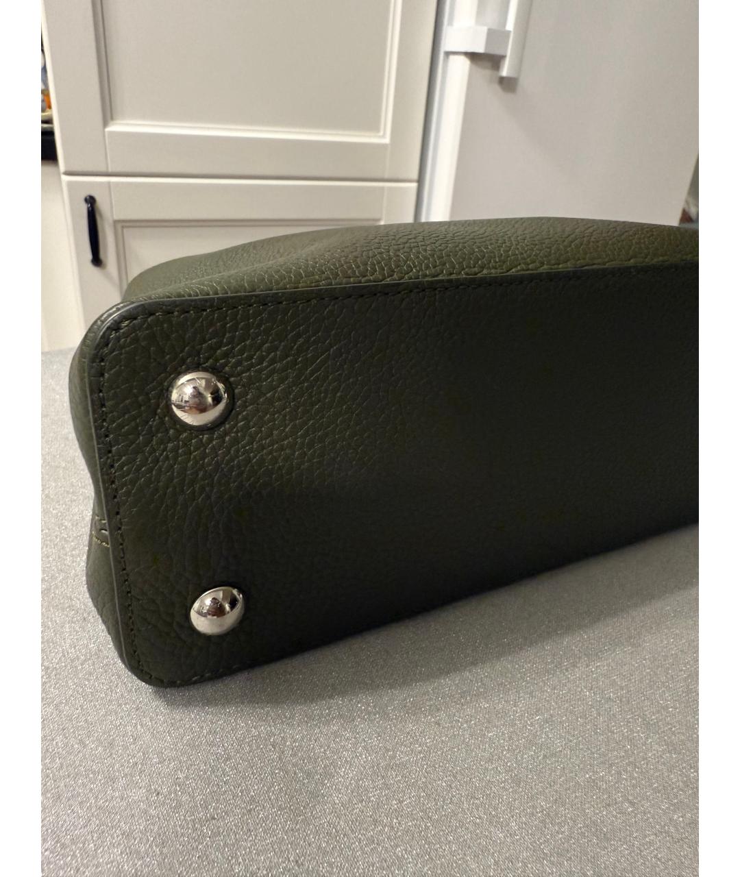 LOUIS VUITTON Хаки кожаная сумка с короткими ручками, фото 5