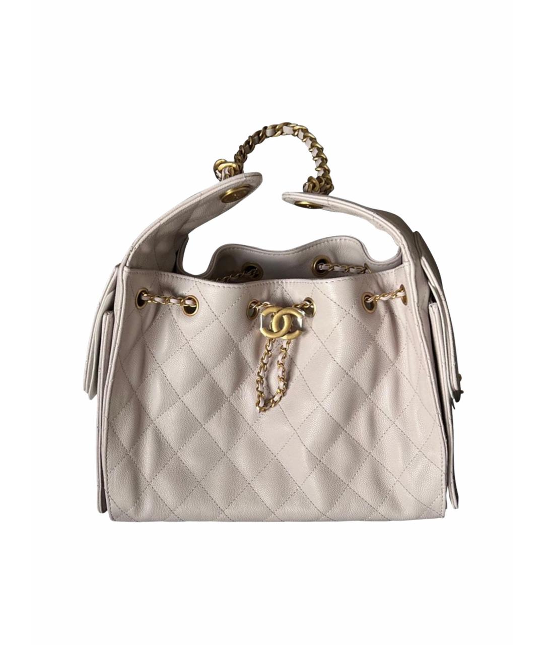 CHANEL Бежевая кожаная сумка тоут, фото 3