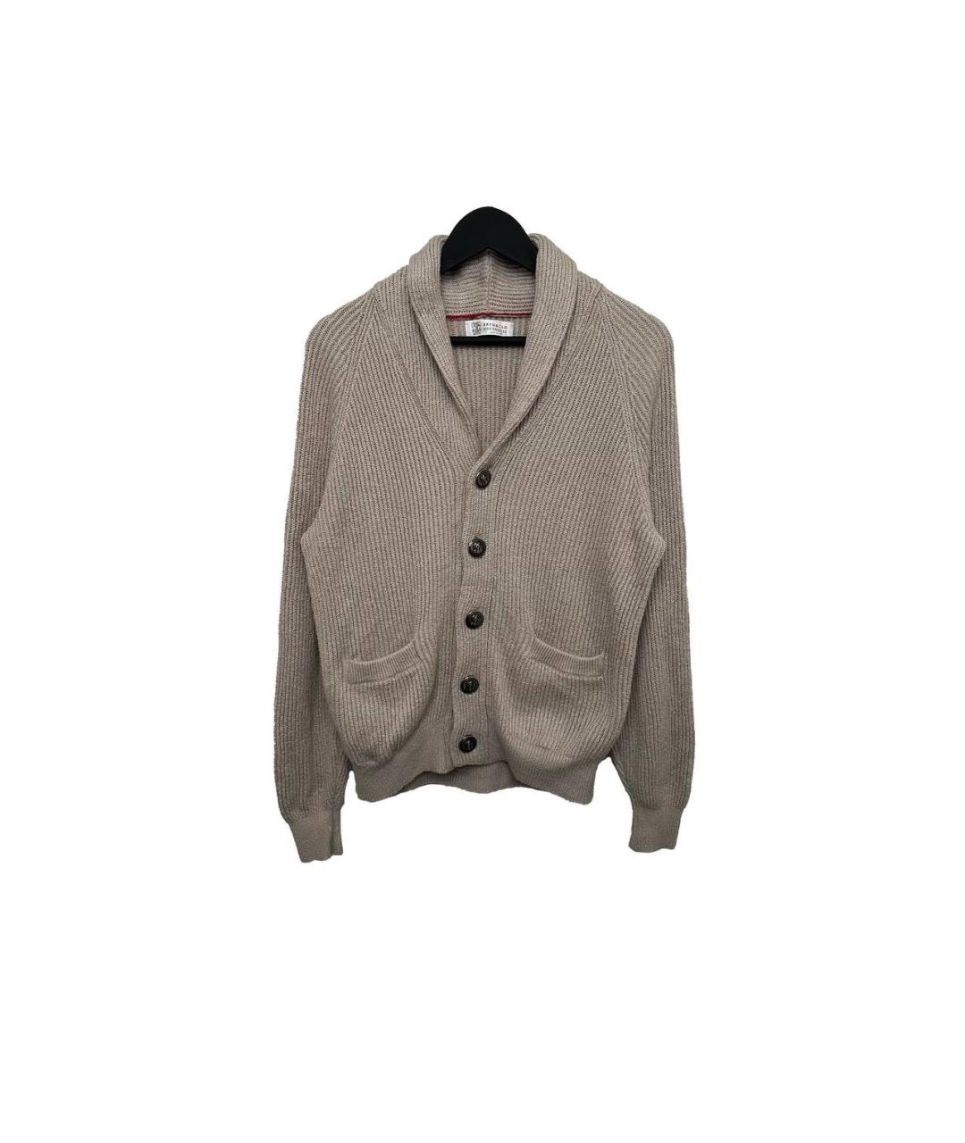 BRUNELLO CUCINELLI Бежевый хлопковый кардиган, фото 4