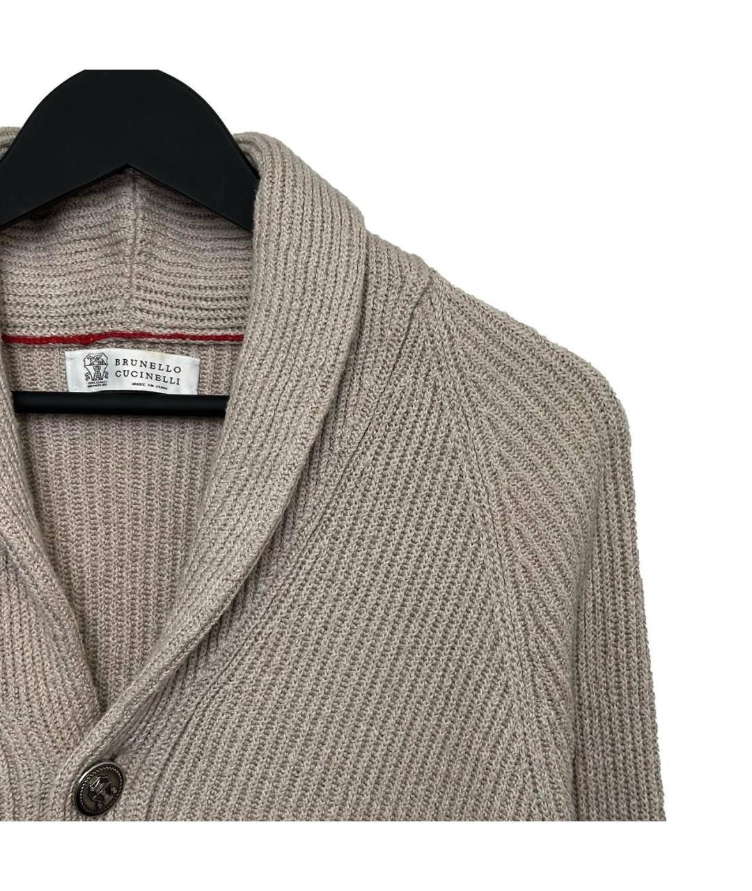 BRUNELLO CUCINELLI Бежевый хлопковый кардиган, фото 2