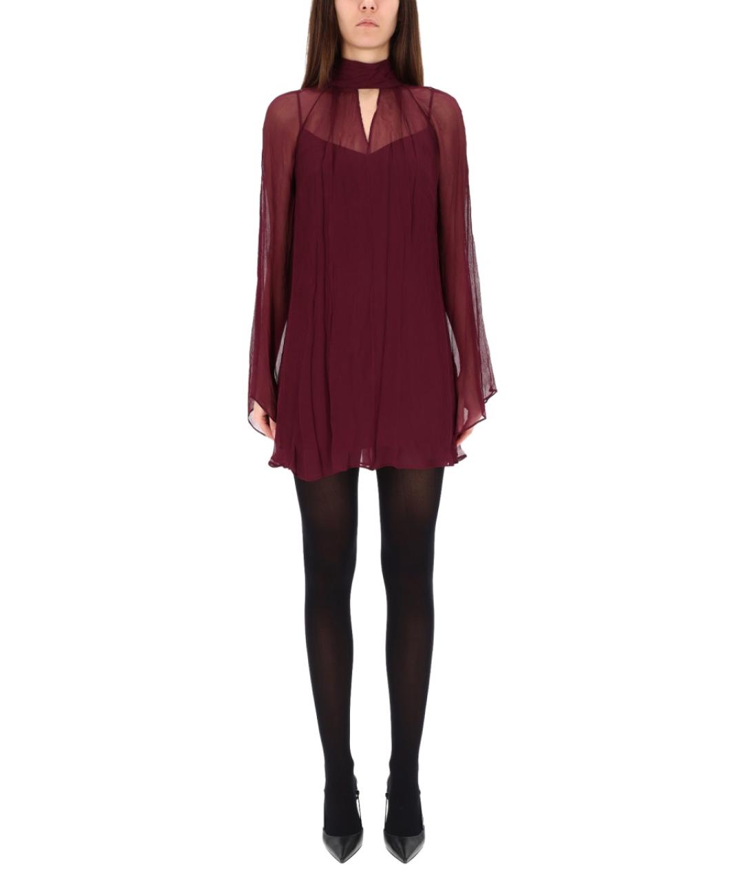 STAUD Бордовое полиэстеровое повседневное платье, фото 4