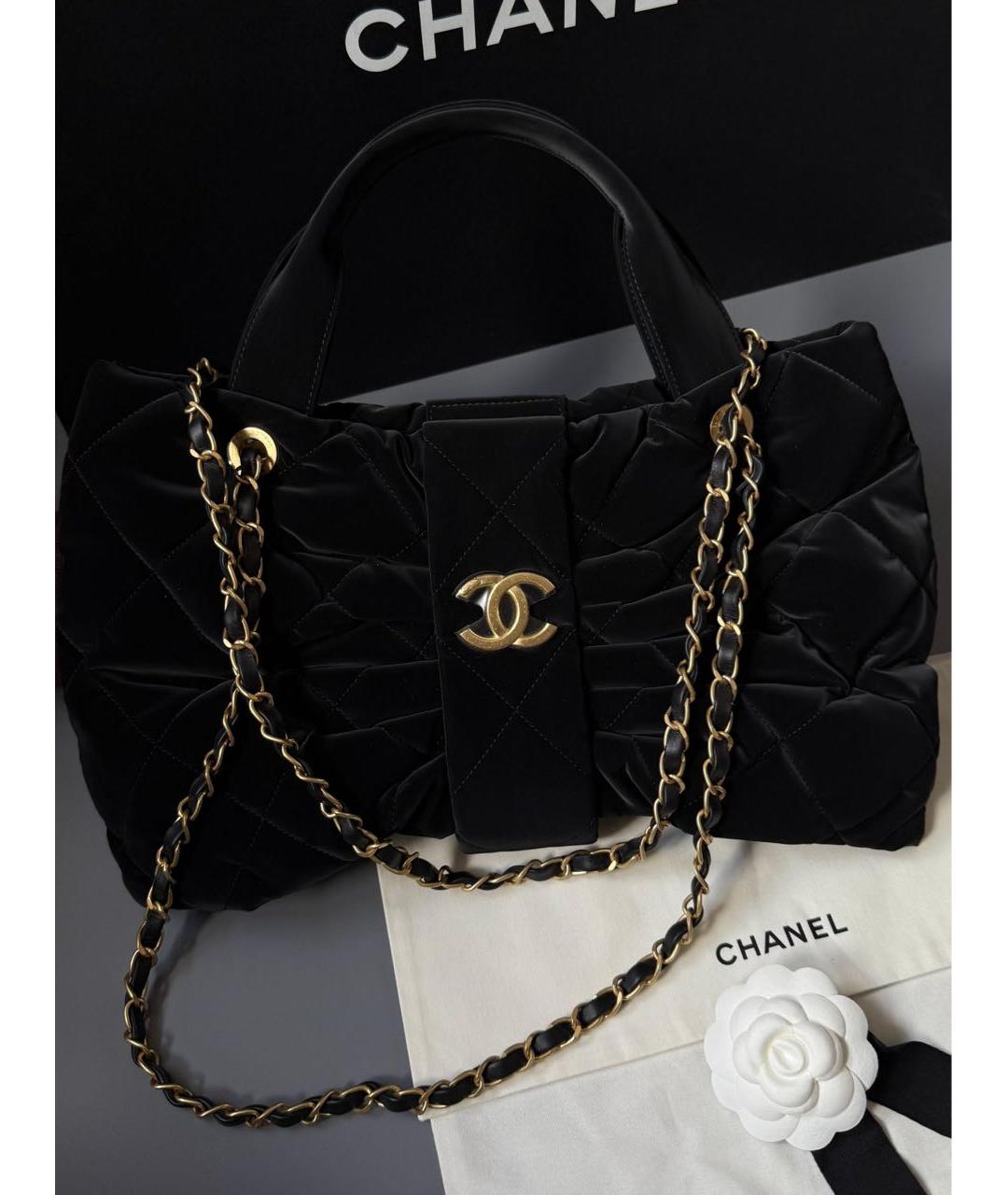 CHANEL Черная кожаная сумка тоут, фото 2