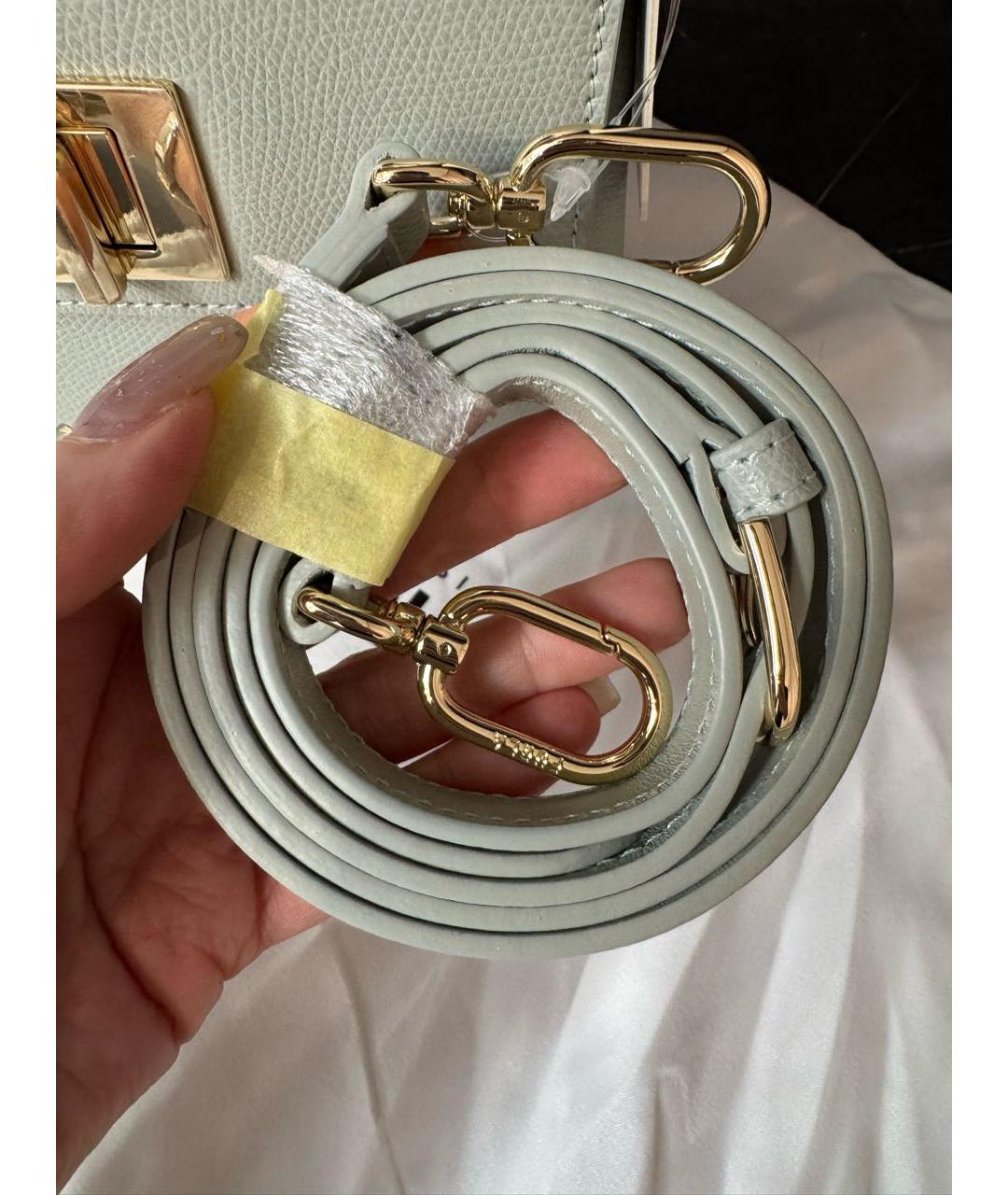 FURLA Голубая кожаная сумка с короткими ручками, фото 8