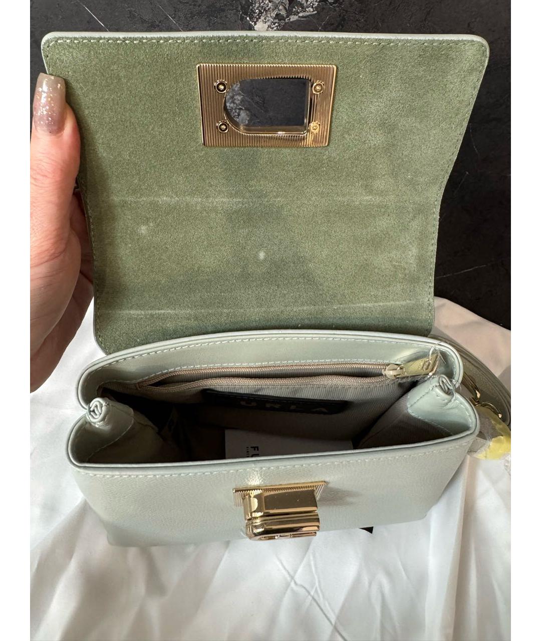 FURLA Голубая кожаная сумка с короткими ручками, фото 5