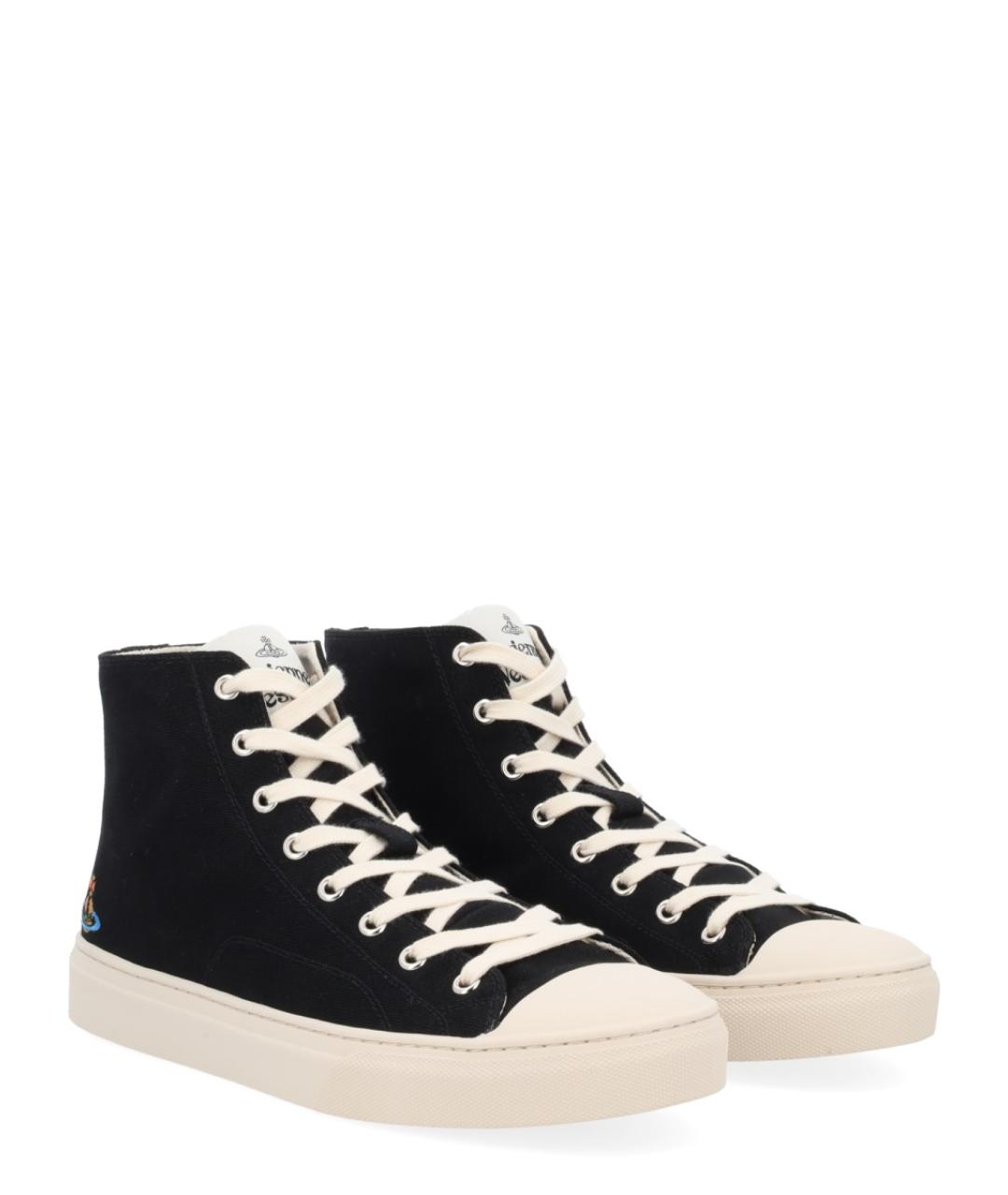 VIVIENNE WESTWOOD Черные текстильные высокие кроссовки / кеды, фото 2