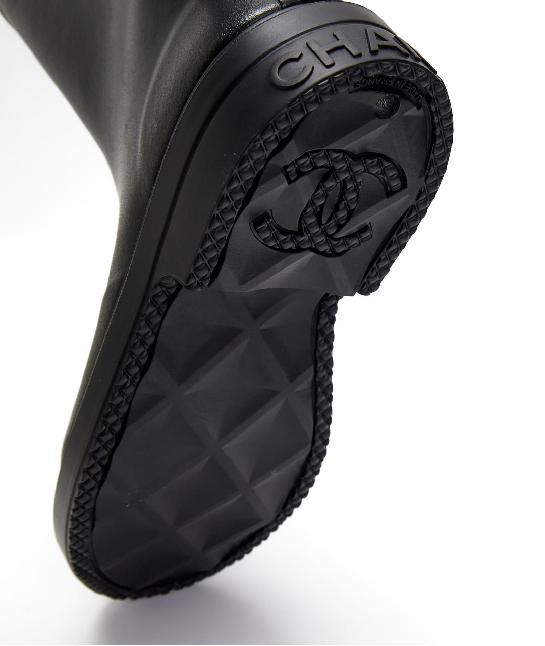 CHANEL Черные резиновые сапоги, фото 6