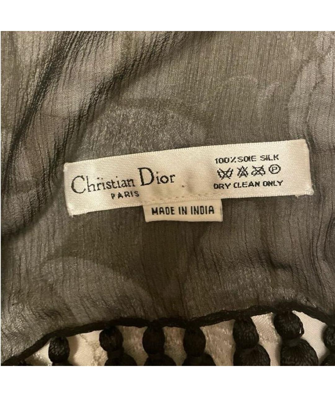 CHRISTIAN DIOR Черный шелковый шарф, фото 4