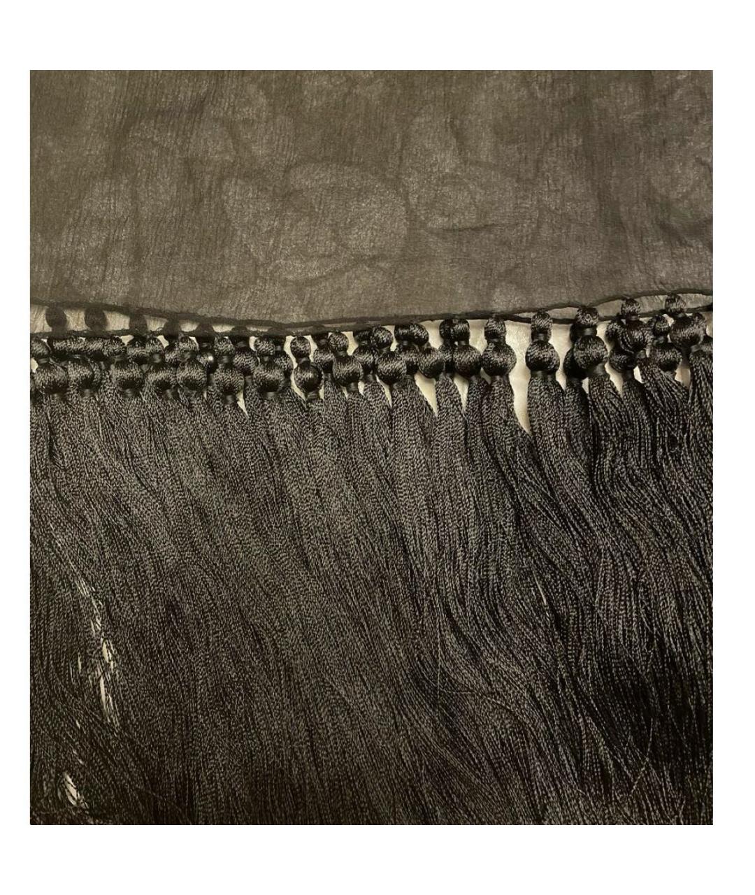 CHRISTIAN DIOR Черный шелковый шарф, фото 5