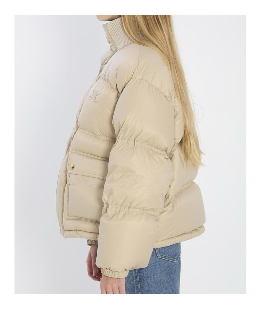 CELINE Бежевый полиамидовый пуховик, фото 3