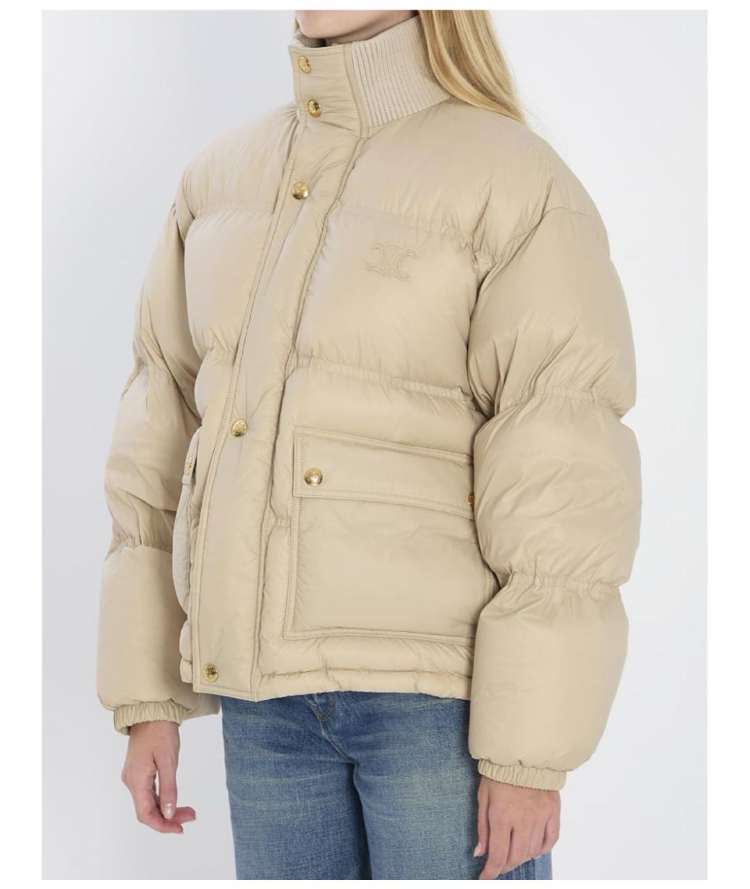 CELINE Бежевый полиамидовый пуховик, фото 2