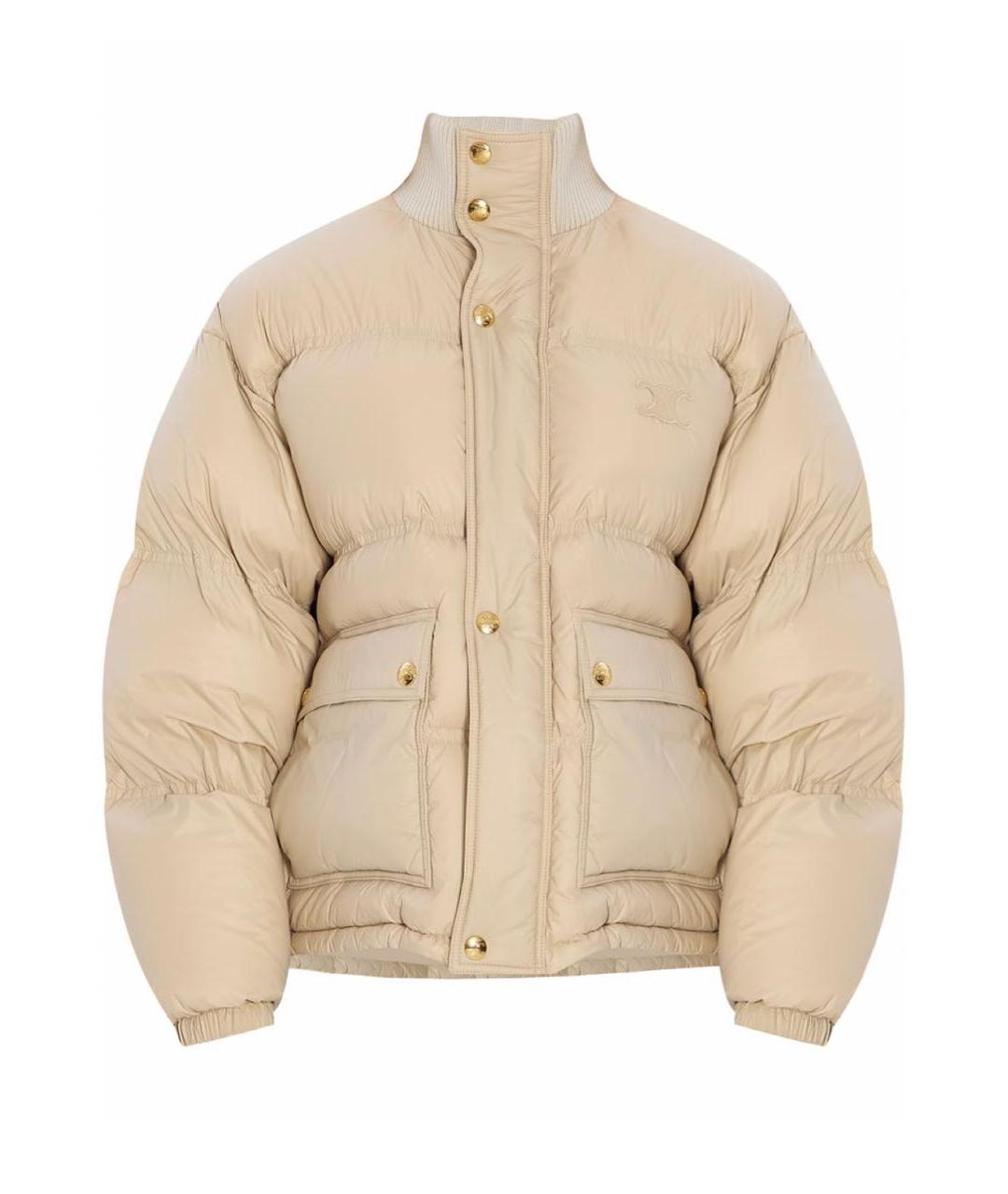 CELINE Бежевый полиамидовый пуховик, фото 1