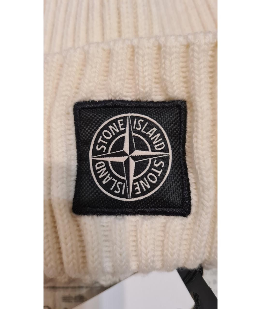 STONE ISLAND Бежевая шерстяная шапка, фото 4