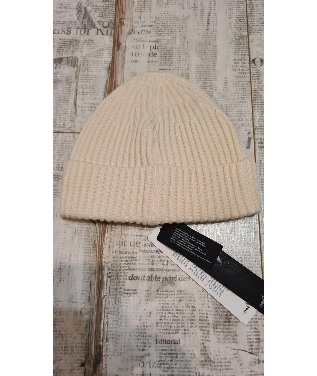 STONE ISLAND Бежевая шерстяная шапка, фото 5