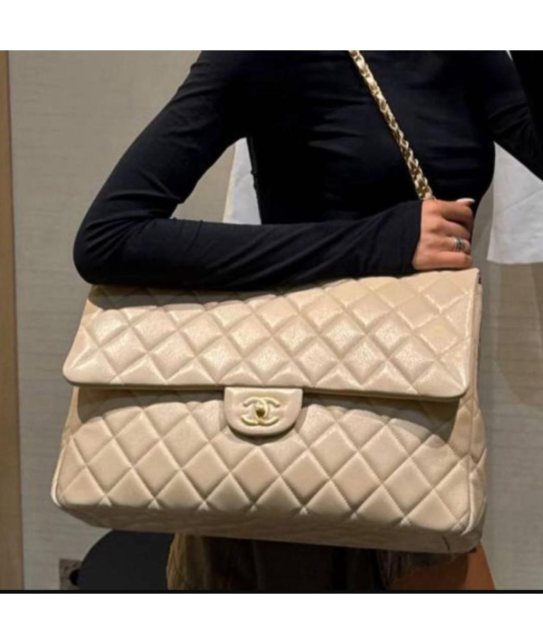 CHANEL Бежевая кожаная сумка через плечо, фото 3