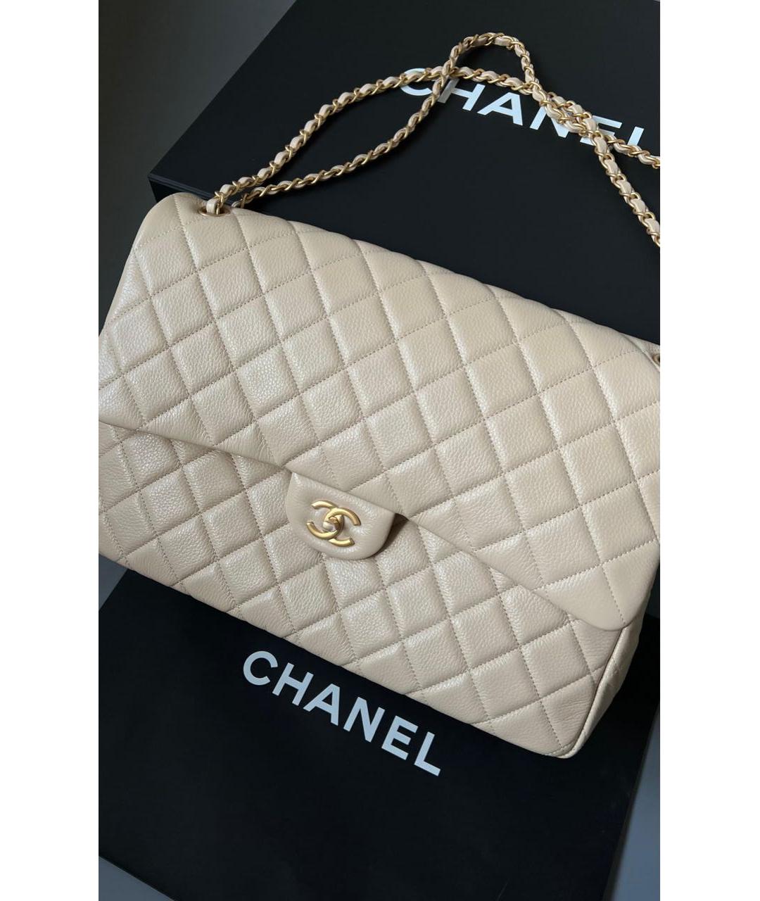 CHANEL Бежевая кожаная сумка через плечо, фото 4