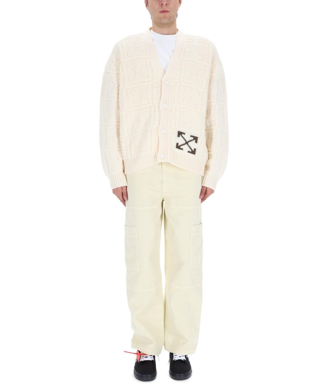 OFF-WHITE Бежевый шерстяной джемпер / свитер, фото 4